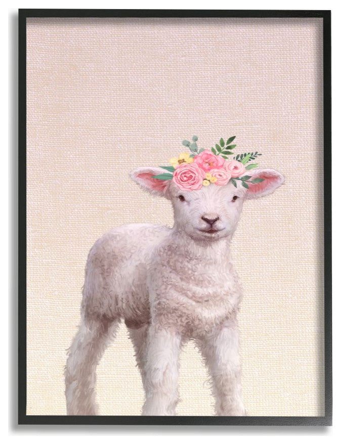 Baby Lamb Floral Rose Crown Girly Pink Nursery,1pc, each 11 x 14