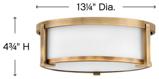 Hinkley Lowell 13.25" Sm Flush Mount Ceiling Light, Brushed Bronze + Etched Opal