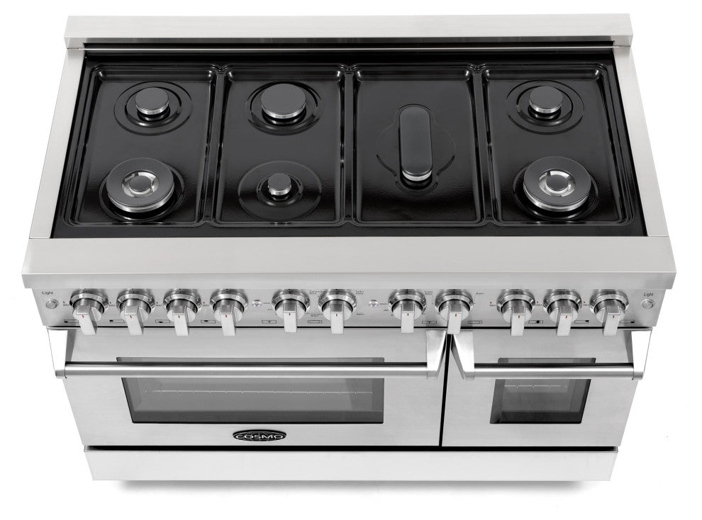Cosmo Pro Double Oven Dual-Fuel Range 6 Burners w/ Griddle 48"�