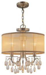 Crystorama 5623AB Three Light Mini Chandelier Hampton Antique Brass