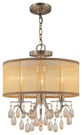Crystorama 5623AB Three Light Mini Chandelier Hampton Antique Brass