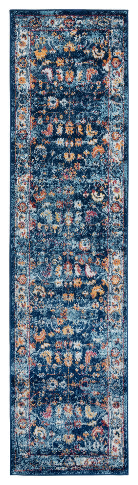 Alessana Cochise Bordered Area Rug, Blue, 2'6"x10'3"