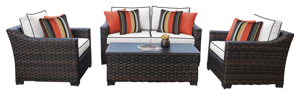 kathy ireland River Brook 5 Piece Outdoor Wicker Patio Furniture Set 05c