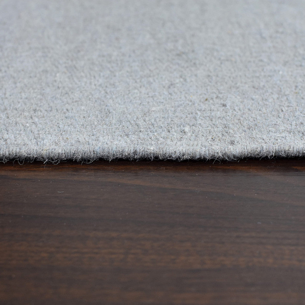 HAND WOVEN FLAT WEAVE KILIM WOOL ECO-FRIENDLY AREA RUGS-Solid,Light Silver