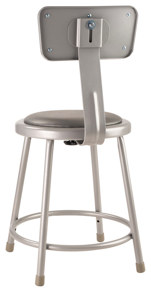 NPS 18"Heavy Duty Vinyl Padded Steel Stool With Backrest, Grey