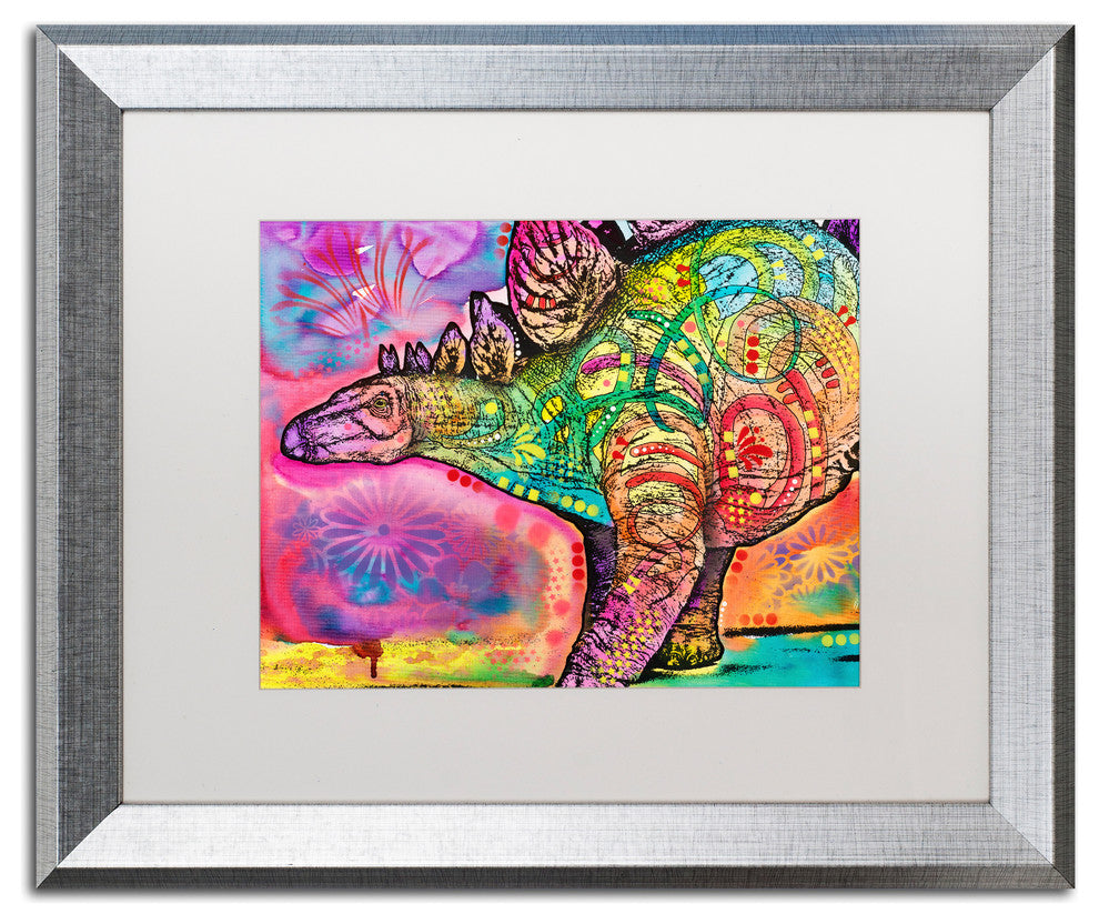 Dean Russo 'Stegosaurus' Matted Framed Art, Silver Frame, White Mat, 20x16