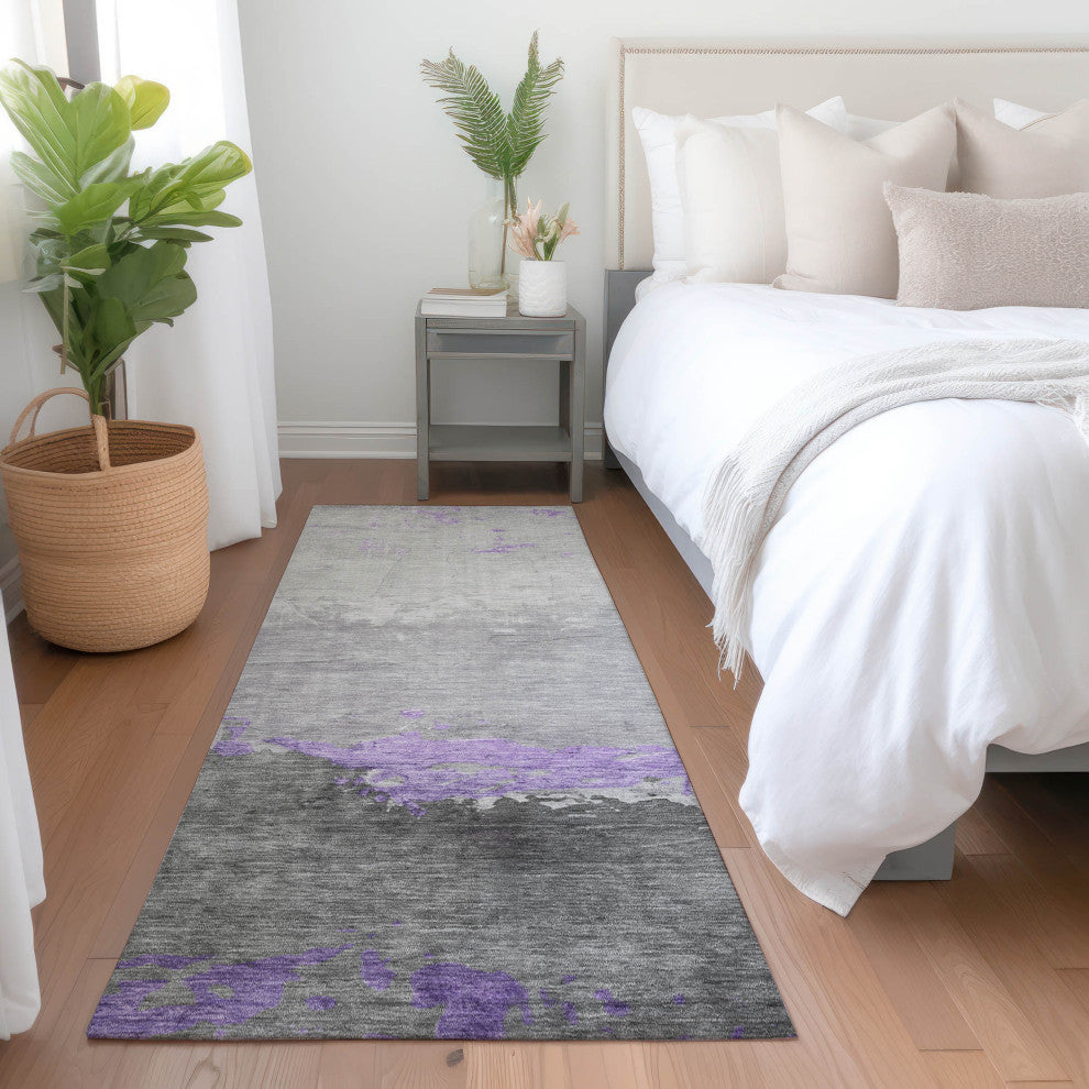 Machine Washable Indoor/Outdoor Chantille ACN1885 Purple 2'3" x 7'6" Runner Rug