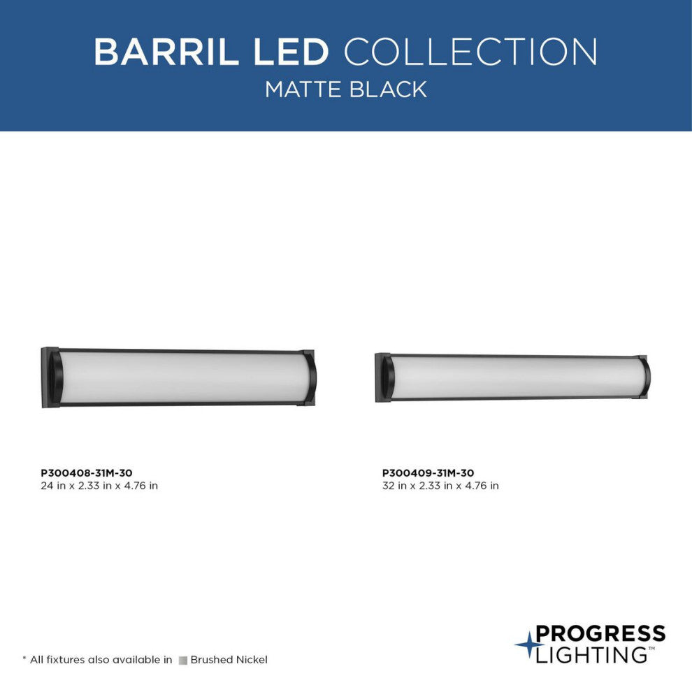 Barril Collection 24" Matte Black Modern Integrated LED Linear Vanity Light