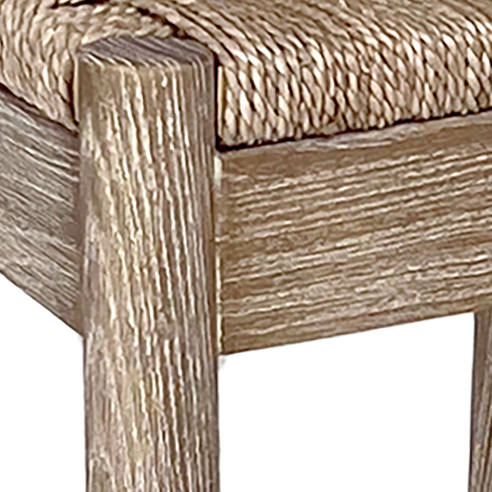 Kairo Oak and Natural Wicker Wishbone Back Dining Counter Stool, Natural Wood
