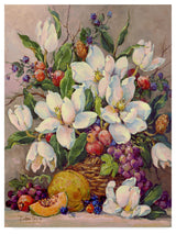 Barbara Mock 'Fruit And Magnolias' Canvas Art