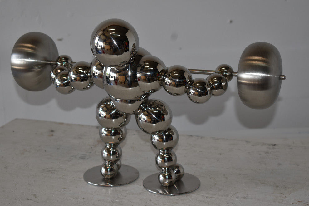 Modern Art Weightlifter Second Pull Position Chrome Statue Size: 20" x 9" x 12