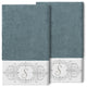 Linum Home Turkish Cotton Monica 2-Piece Embellished Bath Towel Set, Teal
