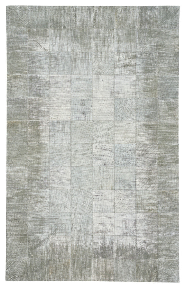 Capel Butte-Brushed Blocks Silver 3675_320 Flat Woven Rugs - 5' X 8' Rectangle