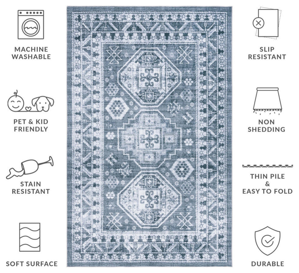 Safavieh Arizona Machine-Washable Collection ARZ108 Rug, Grey Green/Ivory, 8'x10'