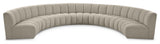 Infinity Black Boucle Fabric Upholstered Arc Shaped Modular Sectional, Brown, 7-Piece, Arc-Shaped