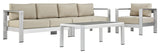 Shore 4 Piece Outdoor Patio Aluminum Sectional Sofa Set EEI-2563-SLV-BEI