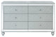 Glam 6 Drawers Dresser with Mirror Accent, Silver