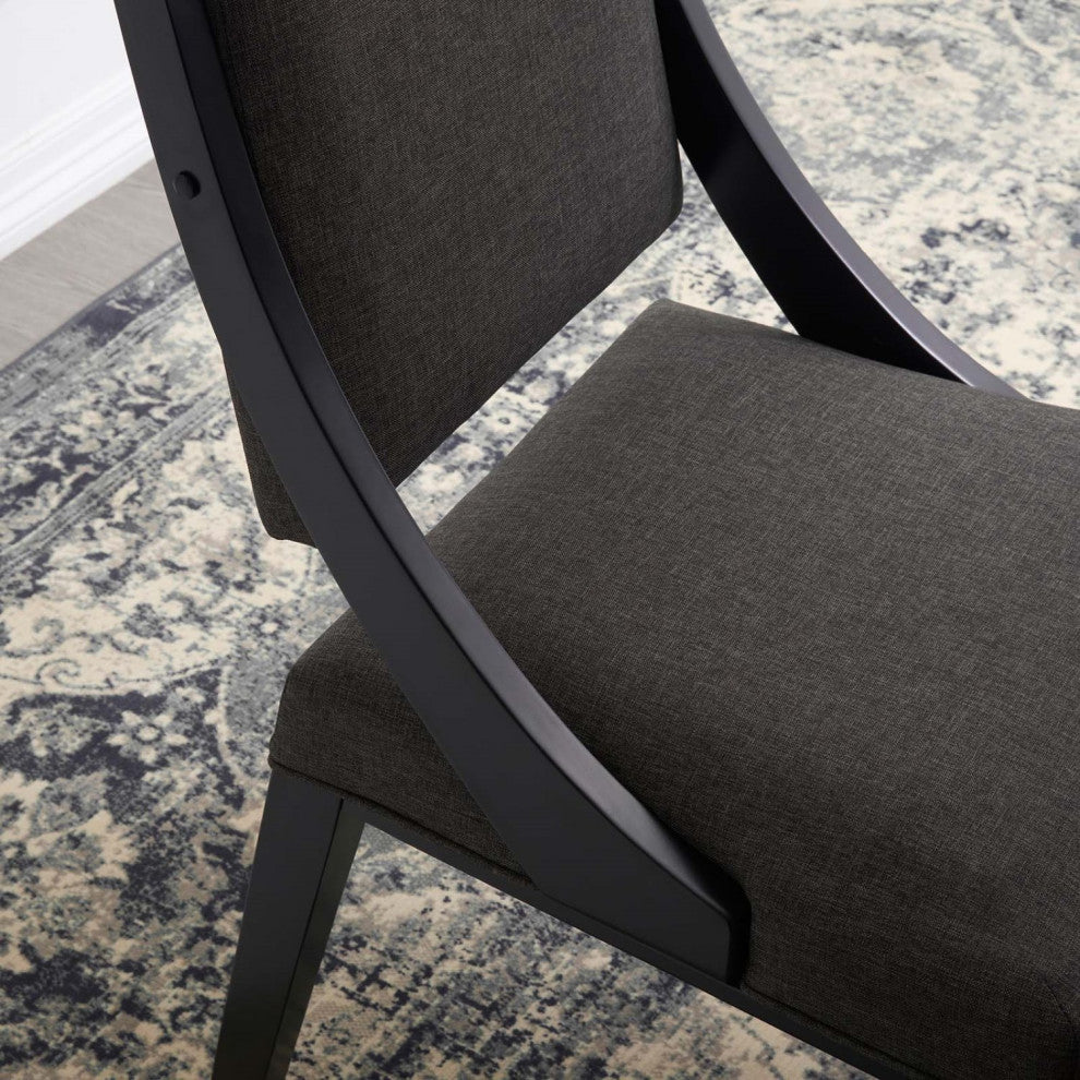 Side Dining Chair, Set of 2, Gray, Fabric, Modern
