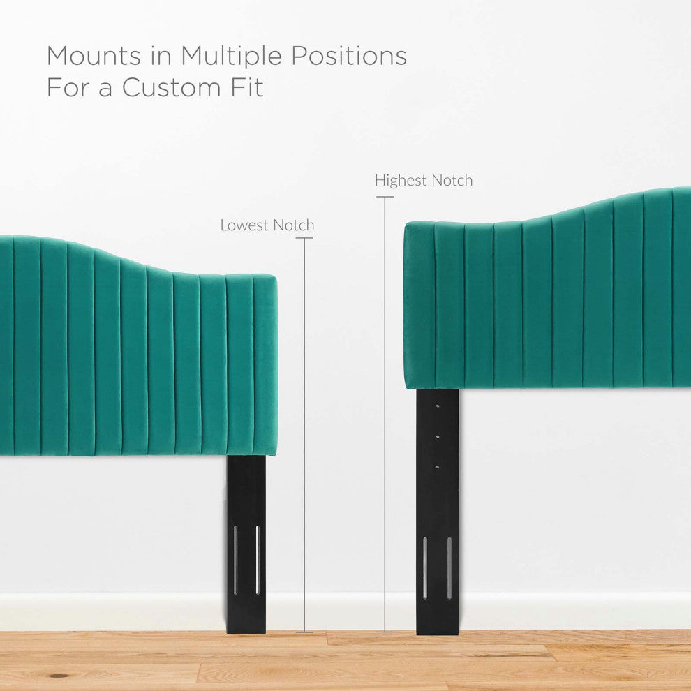 Tufted Headboard, Twin Size, Velvet, Teal Blue, Modern Contemporary, Bedroom