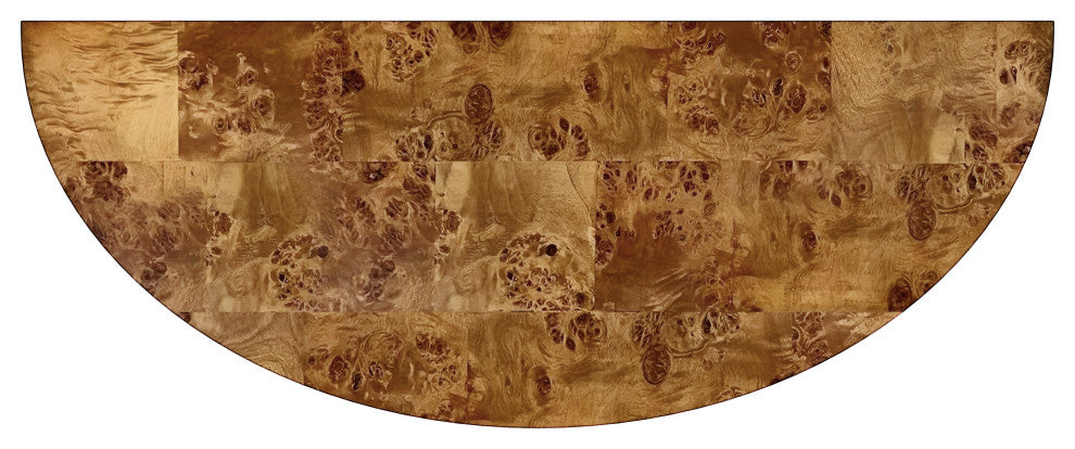 Hampton Burl Wood Demilune 36" Console Table, Brown
