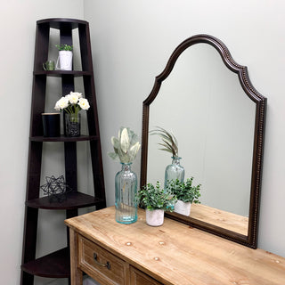 Liffey Framed Vanity Mirror, Peaks Cathedral, 24"x32", Rubbed Bronze