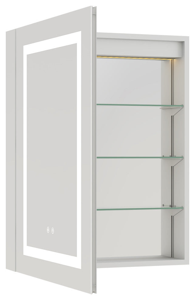 Recessed/Surface Mount LED Medicine Cabinet Mirror with Defogger, 24"x30" Left Hinge