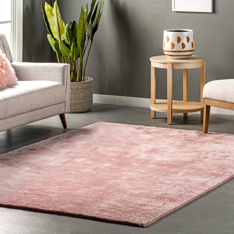 nuLOOM Loni Solid Machine Washable Shag Area Rug, Pink, 8'x10'