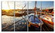 Yachts at Sea Port of Marseille, Boat Canvas Art Print, 48"x28", 4 Panels