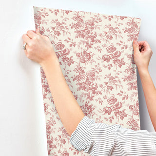 Anemone Toile French Red Wallpaper