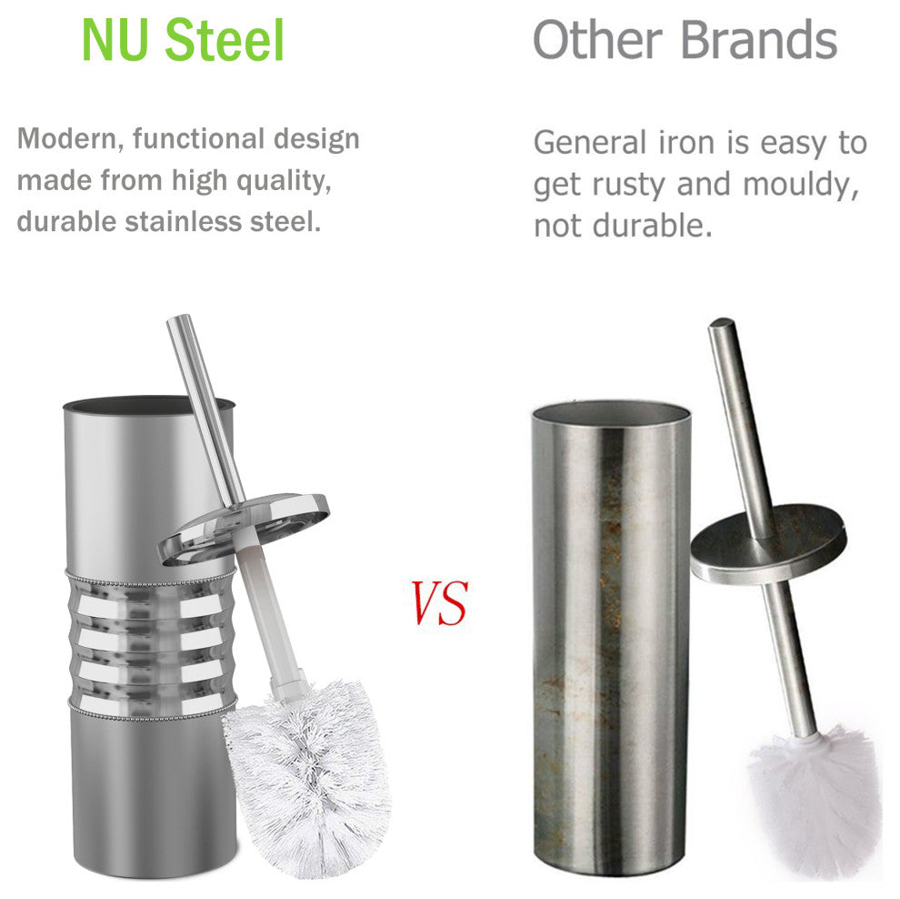 nu steel Round Shape Stainless Steel Toilet Brush Holder