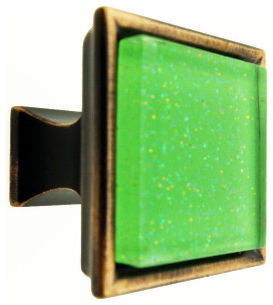 Green Super Galaxy Crystal Glass Oil Rubbed Bronze Madison Classic Knob