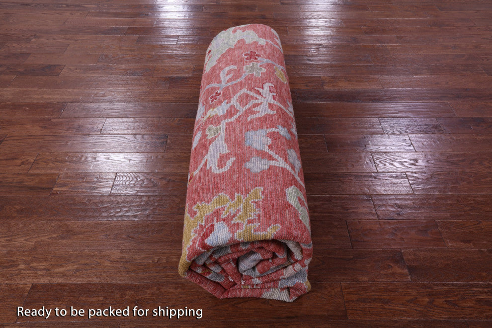 12' Square Handmade Turkish Oushak Wool Rug - Q13277