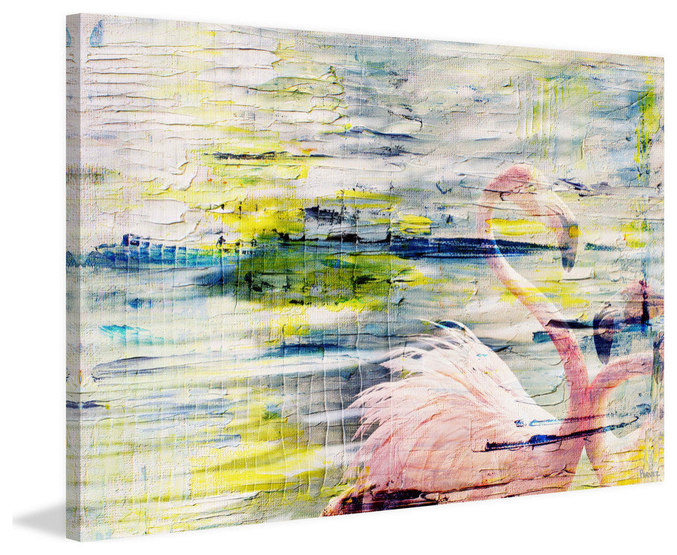 "Flamingo Style" Painting Print on Wrapped Canvas, 36"x24"