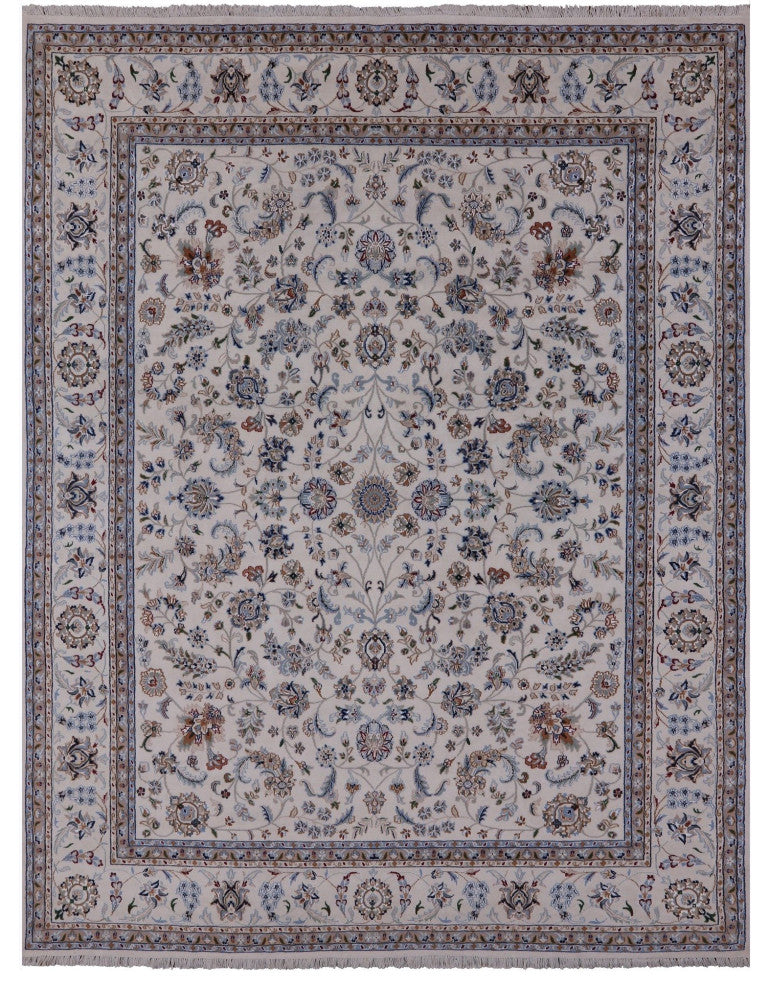 Persian Nain Wool and Silk Hand-Knotted Rug 7' 11" X 10' 4" Q9306