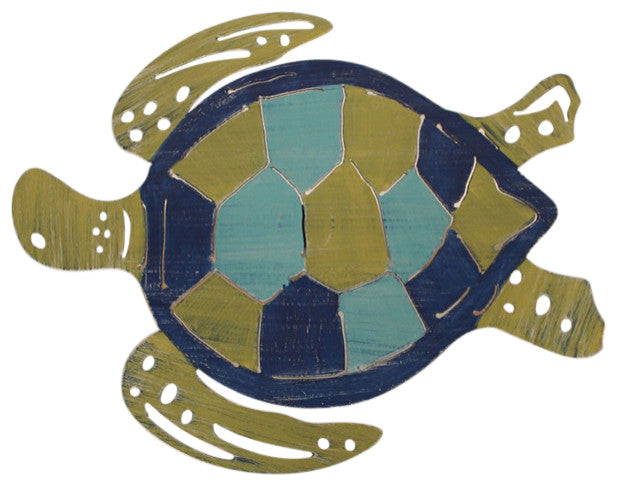 Cottage and Bright Colored Drink Table With Turtle Top