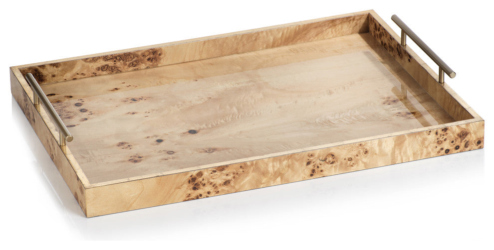 Holland 21" Long Burl Wood Design Rectangular Tray