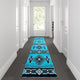 Mohave Collection Traditional Southwestern Style Area Rug, Turquoise, 2' X 11