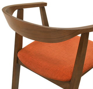 Santana 5-Piece Round Walnut Wood Dining Table Set With Orange Fabric