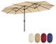 15'x9' Steel Double-Sided Rectangular Outdoor Market Patio Umbrella, Beige