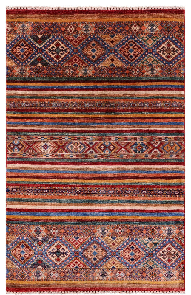 3' 5" X 5' 6" Super Kazak Khorjin Hand Knotted Rug Q5512