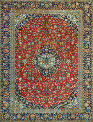 Fine Vintage Distressed Blyth Red/Navy Rug, 8'9 x 11'6
