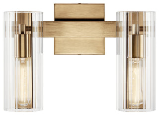 Jemsa 13.75" 2 Light Vanity With Clear Fluted Glass, Champagne Bronze