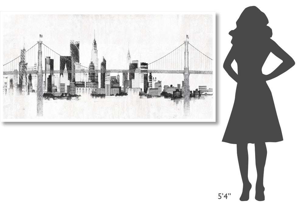 "Bridge and Skyline Silver" Digital Paper Print by Avery Tillmon, 74"x38"