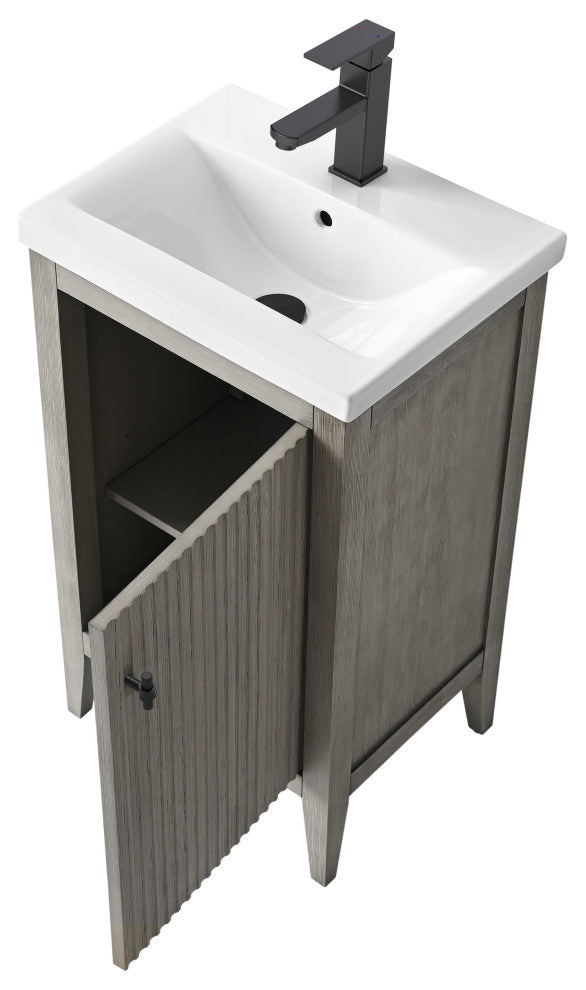 Vanity Art Freestanding Vanity, Driftwood Gray, 20", Single Sink, Matte Black
