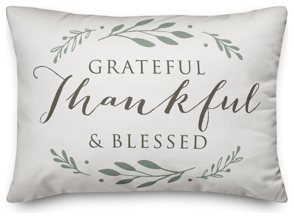 Grateful Thankful & Blessed Throw Pillow