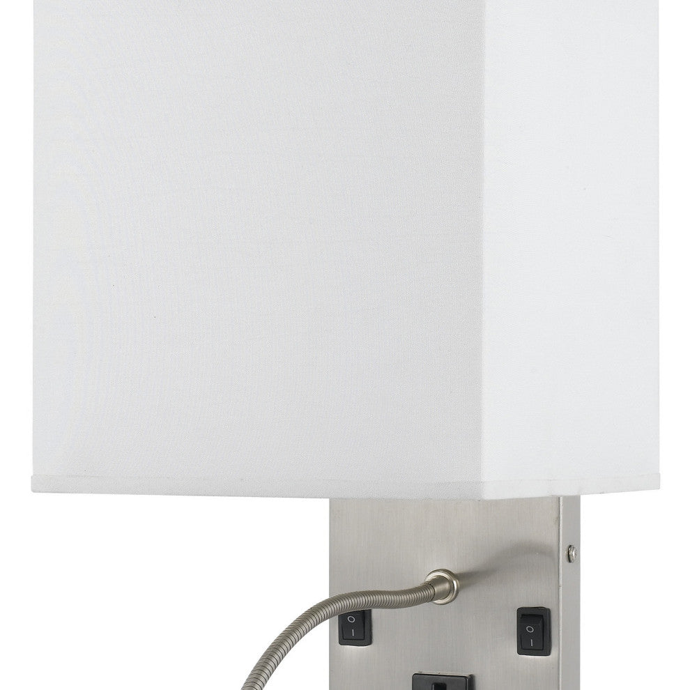 Benzara BM224635 Metal Wall Lamp, Rectangular Shade & Gooseneck Reading Light