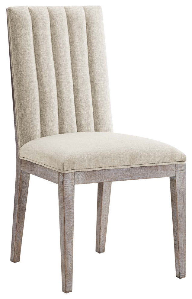 Maisonette French Vintage Tufted Fabric Dining Side Chairs Set of 2 - Beige