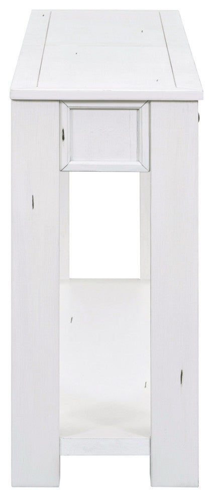 63"x30" Rustic Chic Console Table with Drawers and Shelf for Entryway Hallway, Antique White