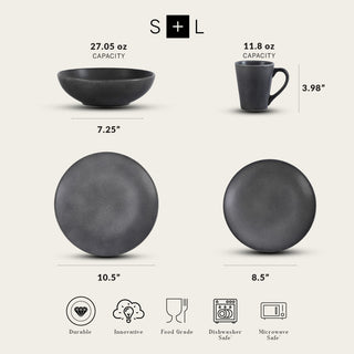 Stone Lain Grao Stoneware Dinnerware Set, Gray, 32-Piece