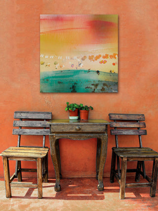 "Dozing on The Beach" Painting Print on Wrapped Canvas, 32"x32"